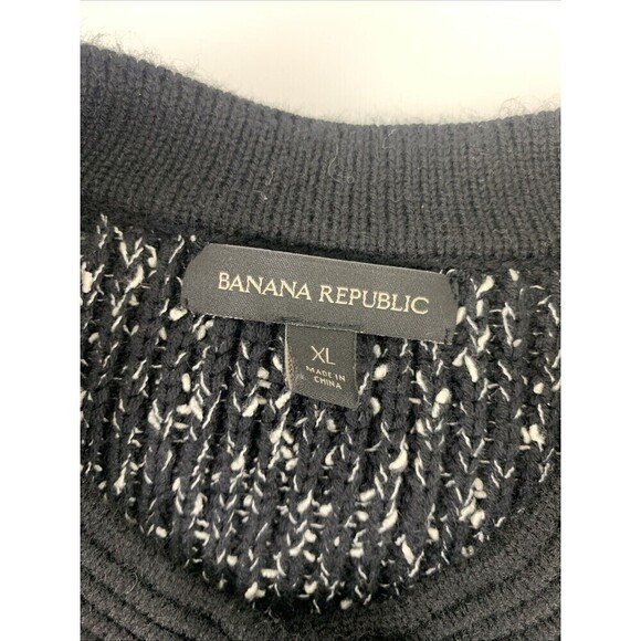 Banana Republic Full Zip Cardigan Sweater Tunic Black White Speckled Womens XL - Picture 9 of 13
